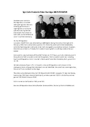 A preview of a PDF biography for Burridge, Colin Frederick Peter